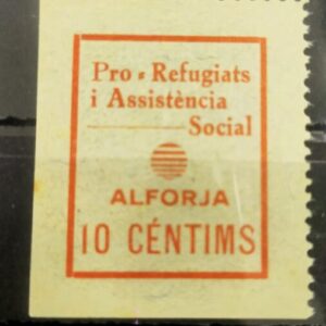 ALFORJA (TARRAGONA). EDIFIL 5 *. 10 CTS PRO REFUGIATS....