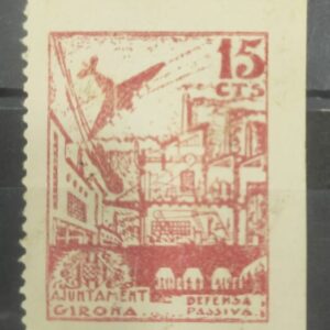 GERONA. EDIFIL 1 *. 15 CTS CARMÍN DEFENSA PASSIVA.