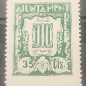 GRAMANET DEL BESOS (BARCELONA). EDIFIL 4 *. 35 CTS VERDE AZUL AJUNTAMENT GRAMANET...