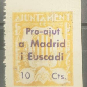 GRAMANET DEL BESOS (BARCELONA). EDIFIL 15 *. 10 CTS PRO AJUT MADRID.