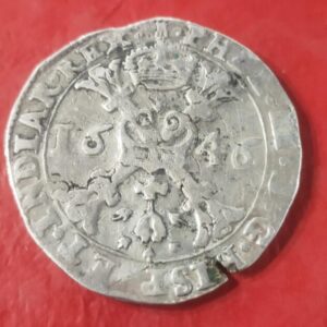 AÑO 1646. FELIPE IV. 1 PATAGON PLATA TOURNAI. PESO 28 GR