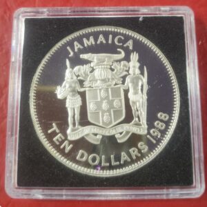 JAMAICA. AÑO 1988. 10 DOOLARS PLATA "AÑO DEL TRABAJADOR". PESO 22,45 GR