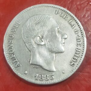 AÑO 1885. 50 CENTAVOS PLATA ALFONSO XII MANILA. PESO 12,8 GR