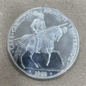 AÑO 1989 5 ECU PLATA " CARLOS V " PESO 33,62 GR