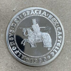AÑO 1990.  5 ECU PLATA " ALFONSO DE CASTILLA " PESO 33,62 gr