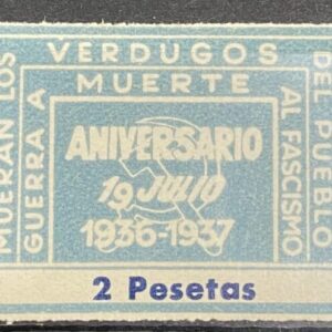 AFINET 1970 * 2 PTAS AZUL CLARO " VERDUGOS MUERTE AL FACISMO "