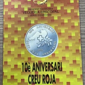 ANDORRA. AÑO 1991. 25 DINERO PLATA " 10 ANIVERSARIO CRUZ ROJA "- PESO 28,28 GR