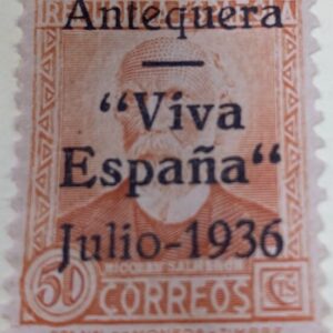 ANTEQUERA ( MALAGA ) EDIFIL NE 11 * 50 CTS NARANJA BONITO Y RARO SELLO NUEVO