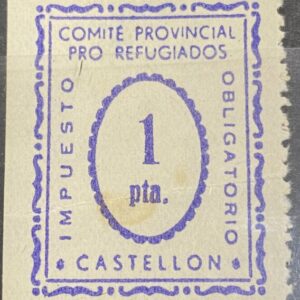 CASTELLÓN. EDIFIL 030 *.  1 PTA VIOLETA COMITE PROVINCIAL