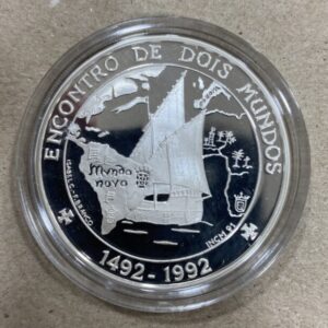 PORTUGAL. AÑO 1991. 1000 ESCUDOS PLATA " ENCUENTRO ENTRE DOS MUNDOS ". PESO 27 GR
