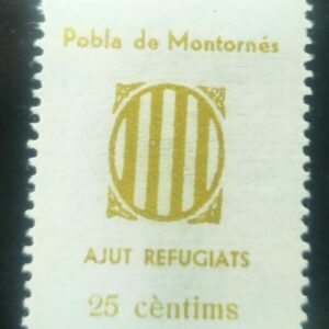 POBLA DE MONTORNES (TARRAGONA). EDIFIL 4 *. 25 CTS AMARILLO AJUT REFUGIATS