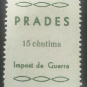 PRADES (TARRAGONA). EDIFIL 3 *. 15 CTS VERDE IMPOST DE GUERRA.