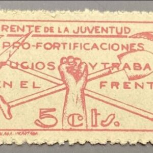 MALAGA EDIFIL 1 * 5 CTS ROSA FRENTE DE JUEVNTUD SELLO REPUBLICANO