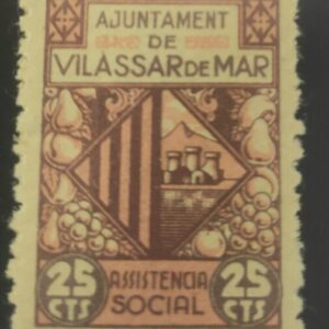 VILASSAR DE MAR ( BARCELONA). EDIFIL 4 *. 25 CTS ASSISTENCIA SOCIAL.