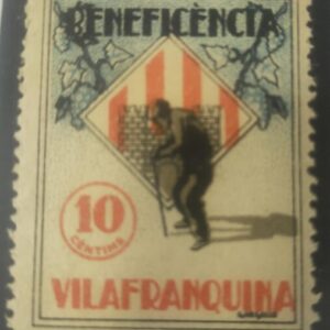 VILLAFRANQUINA (BARCELONA). EDIFIL 3 *. 10 CTS BENEFICENCIA.