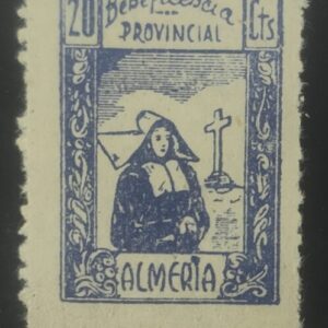 ALMERÍA. EDIFIL 3 *. 20 CTS AZUL BENEFICENCIA.
