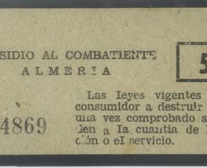 ALMERÍA. EDIFIL NO CATALOGADO. 5 CTS SUBSIDIO AL COMBATIENTE.
