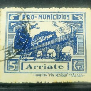 ARRIATE (MÁLAGA). EDIFIL 3 US. 5 CT AZUL PRO MUNICIPIOS.