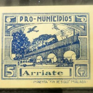 ARRIATE (MÁLAGA). EDIFIL 10 *. 5 CT AZUL PRO MUNICIPIOS SIN DENTAR.