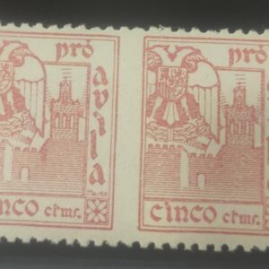 AVILA. EDIFIL 6sph * 5 CTS ROSA PAREJA HORIZONTAL SIN DENTAR POR EL CENTRO.