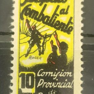 BARCELONA. EDIFIL 39 * 10 PTAS NEGRO Y AMARILLO SUBSIDIO AL COMBATIENTE.