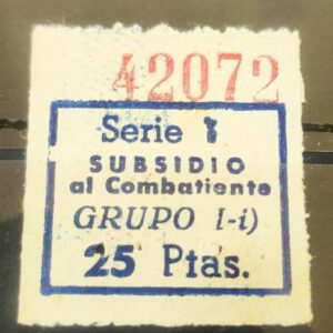 BARCELONA. EDIFIL 73 *. 25 PTAS SUBSIDIO AL COMBATIETNE