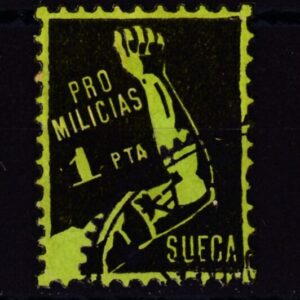 SUECA (VALENCIA). EDIFIL 10 US. 1 PTA VERDE Y NEGRO  PRO MILICIAS