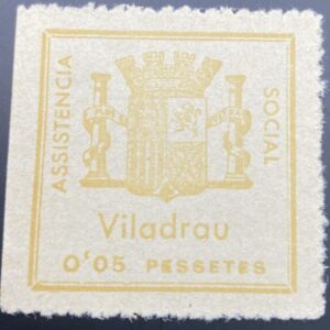 VILADRAU ( GERONA ) EDIFIL 7.  0,05 PTES AMARILLO ASSISTENCIA SOCIAL.