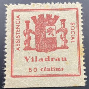 VILADRAU ( GERONA ) EDIFIL 9 *.  50 CTS ROJO ASSISTENCIA SOCIAL