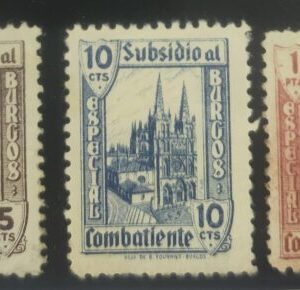 BURGOS. EDIFIL 13 *-15 * Y 17 US SUBSIDIO AL COMBATIENTE.