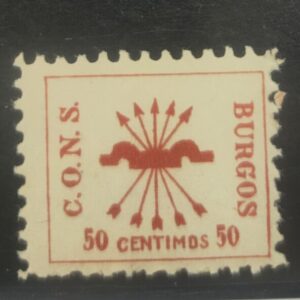 BURGOS. EDIFIL 39 *. 50 CTS ROJO C.O.N.S