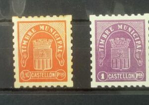 CASTELLÓN. EDIFIL 63/64 * Y 66/67 *. TIMBRE MUNICIPAL