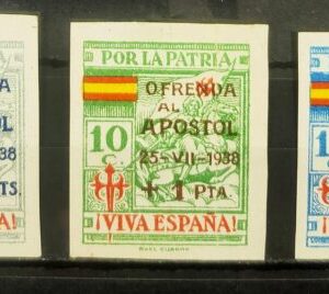 CORUÑA LA. EDIFIL 7/9 * POR LA PATRIA.