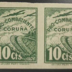 CORUÑA LA. EDIFIL 49s *. 10 CTS VERDE PRO COMBATIENTES.
