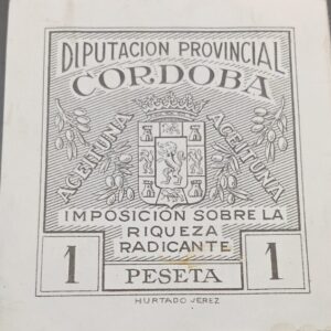 CÓRDOBA. EDIFIL NO CATALOGADO. 1 PTA DIPUTACION PROVINCIAL PAPEL CARTÓN.