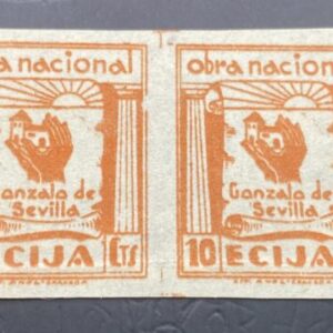 ECIJA ( SEVILLA ) EDIFIL 7* 10 CT NARANJA OBRA NACIONAL.