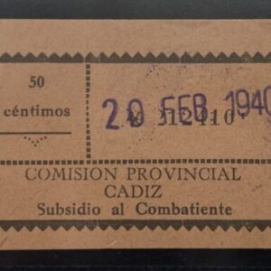 CADIZ. EDIFIL 213. 50 CTS COMISION PROVINCIAL CADIZ