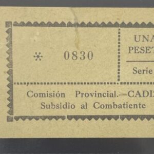 CADIZ. EDIFIL 214*. 1 PTA SERIE 5 COMISION PROVINCIAL