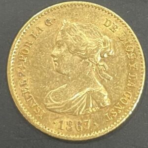 AÑO 1867. ISABELL I. 4 ESCUDOS ORO. MADRID. PESO 3,4 GR
