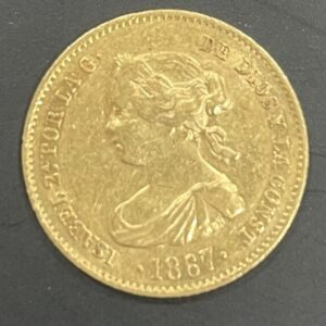 AÑO 1867. ISABEL II. 4 ESCUDOS ORO. MADRID. PESO 3,3 GR
