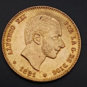 AÑO 1881 ALFONSO XII 25 PTAS ORO PESO  8,07 GR