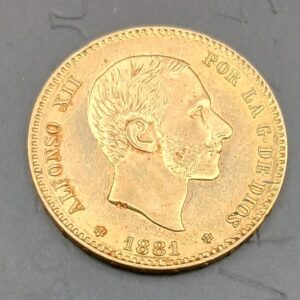 AÑO 1881. ALFONSO XII 25 PTAS ORO. PESO 8,07 GR
