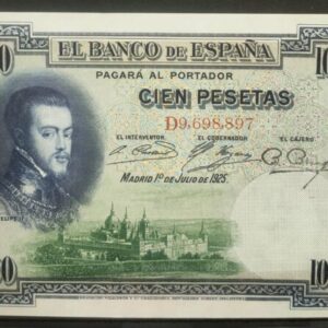 EDIFIL 323b. 100 PTAS 1 DE JULIO DE 1925 SERIE D SIN CIRCULAR.