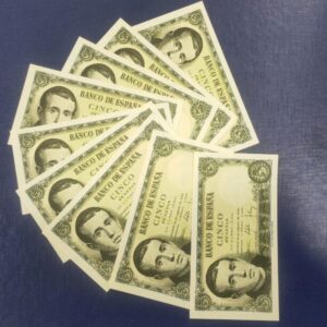 EDIFIL 459a. 5 PTAS 16 DE AGOSTO 1951 SERIE 1G. LOTE DE 9 BILLETES.