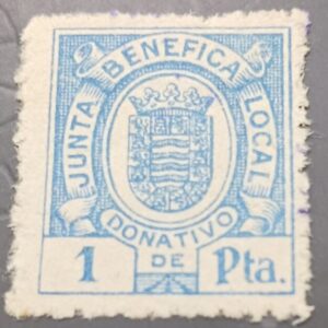 JEREZ DE LA FRONTERA ( CÁDIZ ) EDIFIL 9 * 1 PTA AZUL OSCURO JUNTA BENÉFICA LOCAL.