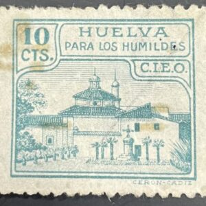 HUELVA. EDIFIL 44*. 10 CTS VERDE "HUELVA PARA LOS HUMILDES"