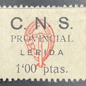 LERIDA. EDIFIL N/C. 1 PTA CENTRAL NACIONAL SINDICALISTA.