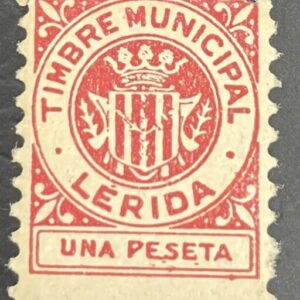 LERIDA. EDFIL N/C. 1 PTA ROJO  TIMBRE MUNICIPAL.