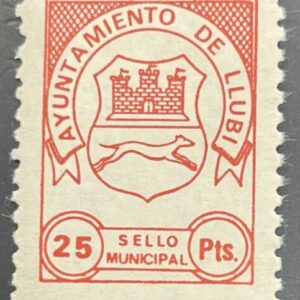 LLUBI (MALLORCA). EDIFIL N/C. 25 PTAS SELLO MUNICIPAL.
