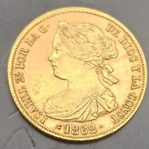 AÑO 1862. ISABEL II. 100 REALES ORO SEVILLA.  PESO 8,3 GR